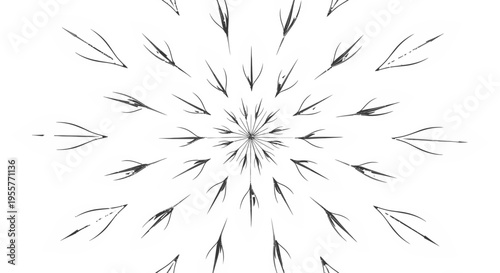 A black and white abstract floral design.