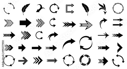 Collection of various black arrows and symbols.