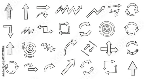 Collection of various directional arrows and symbols.