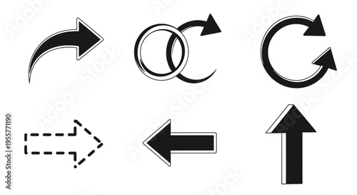 Collection of various black arrow icons.