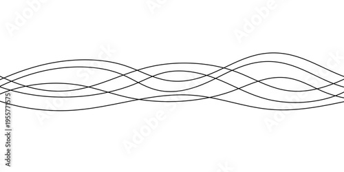 Digital graphical abstract background set. Curved thin wavy line background for artist. Flowing wavy stroke elements on white page. Thin line wavey background on isolated white background.