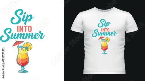 Sip into summer cocktail drink graphic design
