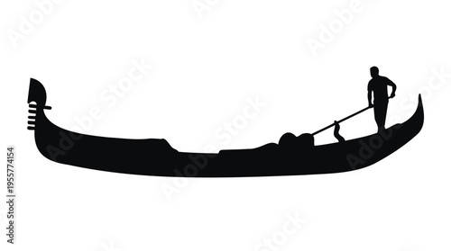 Classic silhouette of a Venetian gondola with its skilled gondolier, embodying timeless tradition and iconic romantic travel