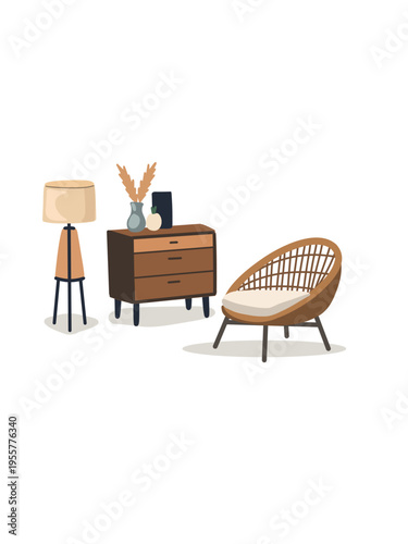 compact cozy corner with armchair and small storage table in modern space