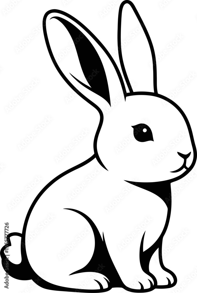 Obraz premium Cute rabbit sitting and looking around with big ears