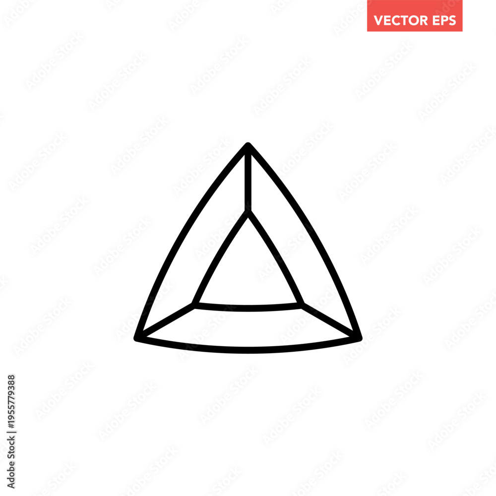 Fototapeta premium Black single triangle gemstone icon, simple luxury jewelry geometric flat design vector pictogram, infographic interface elements for app logo web button ui ux isolated on white background