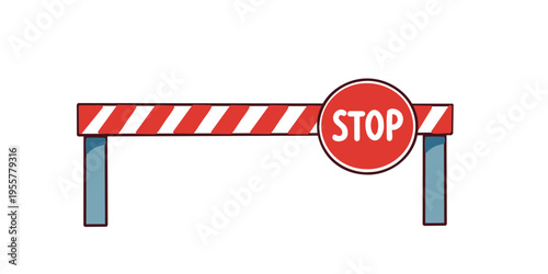 barrier gate with stop sign illustration