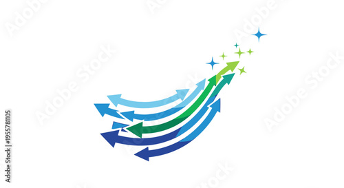 a colorful arrow design with sparkles.