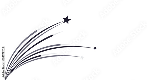 Stylized shooting star streaks across sky.