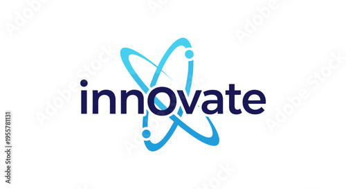 Innovation concept with atomic logo.