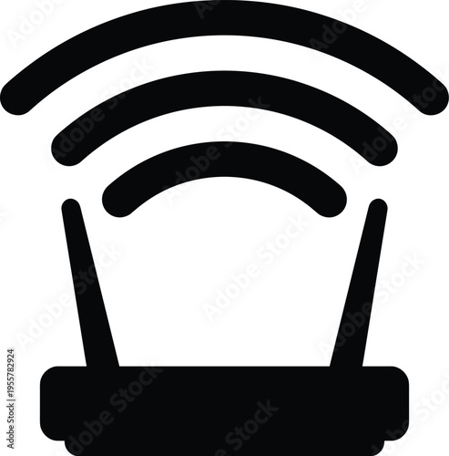 Black Router Signal Icon Vector Illustration