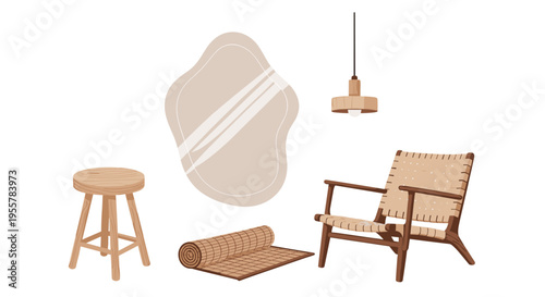 Bohemian style furniture and decor elements for a cozy living space