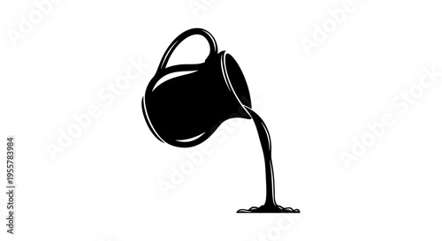 Black silhouette of a pitcher pouring liquid onto a white background