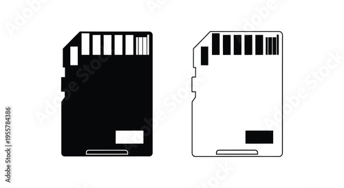 Two sd cards one black and one white presented as a silhouette