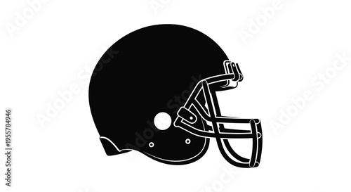 American football helmet side view a stark black graphic silhouette