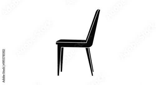 Modern chair design isolated on white a striking black silhouette
