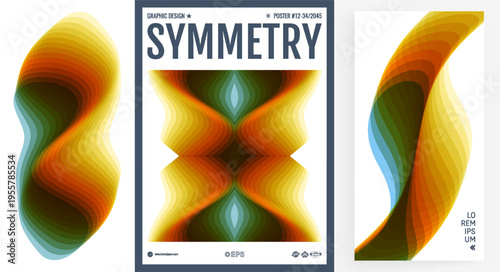 Abstract geometric design. Dynamic effect. Layered structure. Gradient colour. Cover design template. 3D vector illustration for a brochure, poster, cover, postcard, presentation, flyer, or banner.