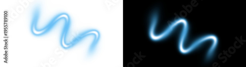 Canvastavla PNG image of Abstract glowing blue light stream flowing in a smooth wavy S shape