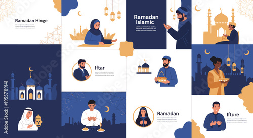 A serene illustration of a man in traditional clothing standing before a mosque. Ideal for cultural content, travel promotions, or illustrating themes