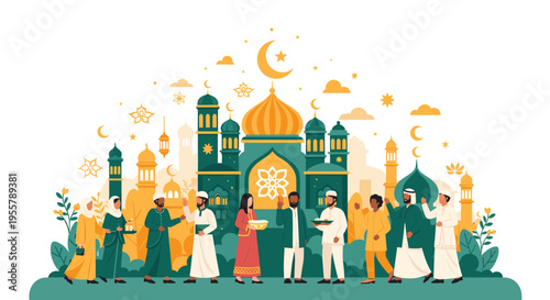 This illustration depicts a woman in modest attire, exuding grace and confidence. Ideal for representing cultural diversity, faith, or female empowerm