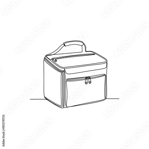 Continuous line drawing of lunch bag for food and beverages