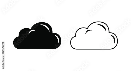 Two cloud depictions one dark and one light presented as a silhouette