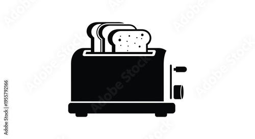 Black silhouette of a toaster with toasted bread slices popping up