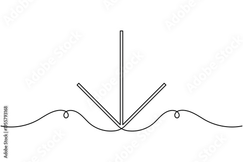 Scroll down icon continuous one line drawing on white background minimalist next section symbol outline vector illustration