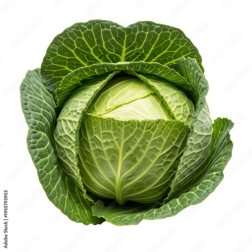 Obraz premium A vibrant green cabbage on transparent background