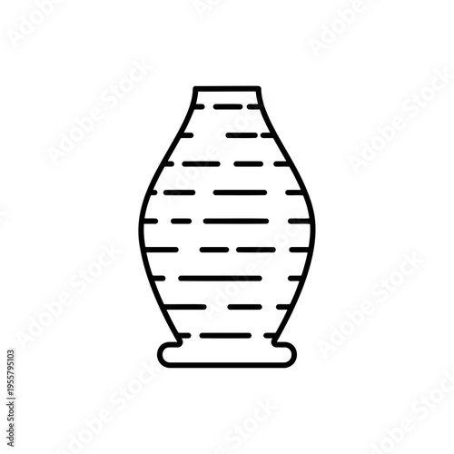 Vase Outline Icon on Transparent Background. Home Decoration and Interior Symbol. Vector Illustration