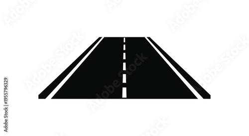 Simple road graphic with converging lines a stark black silhouette