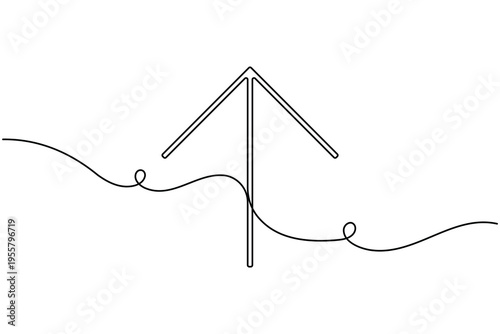 Up scroll arrow sign icon continuous one line drawing single art on white background minimal previous section symbol outline vector illustration