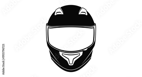 Black motorcycle helmet design front view stark contrast silhouette high quality