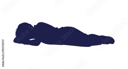 A dark blue silhouette of a person lying down peacefully silhouette
