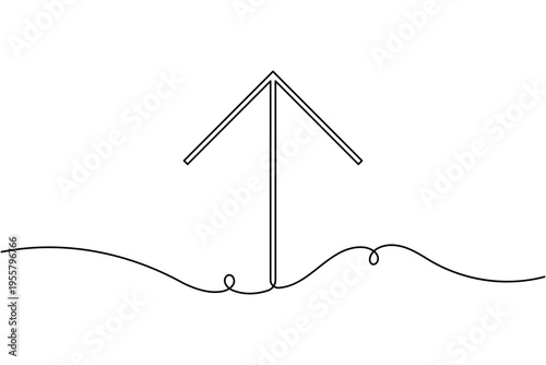 Up scroll arrow sign icon continuous one line drawing single art on white background minimal previous section symbol outline vector illustration