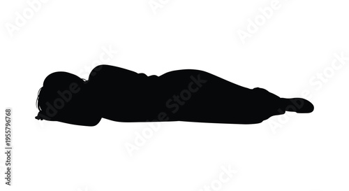 Person lying down viewed from the side a striking black silhouette
