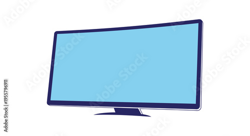 Light blue curved screen television illustration a simple graphic silhouette