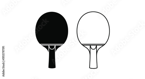 Two table tennis paddles one solid and one outlined silhouette