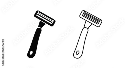 Two black razors displayed showing distinct outlines in silhouette