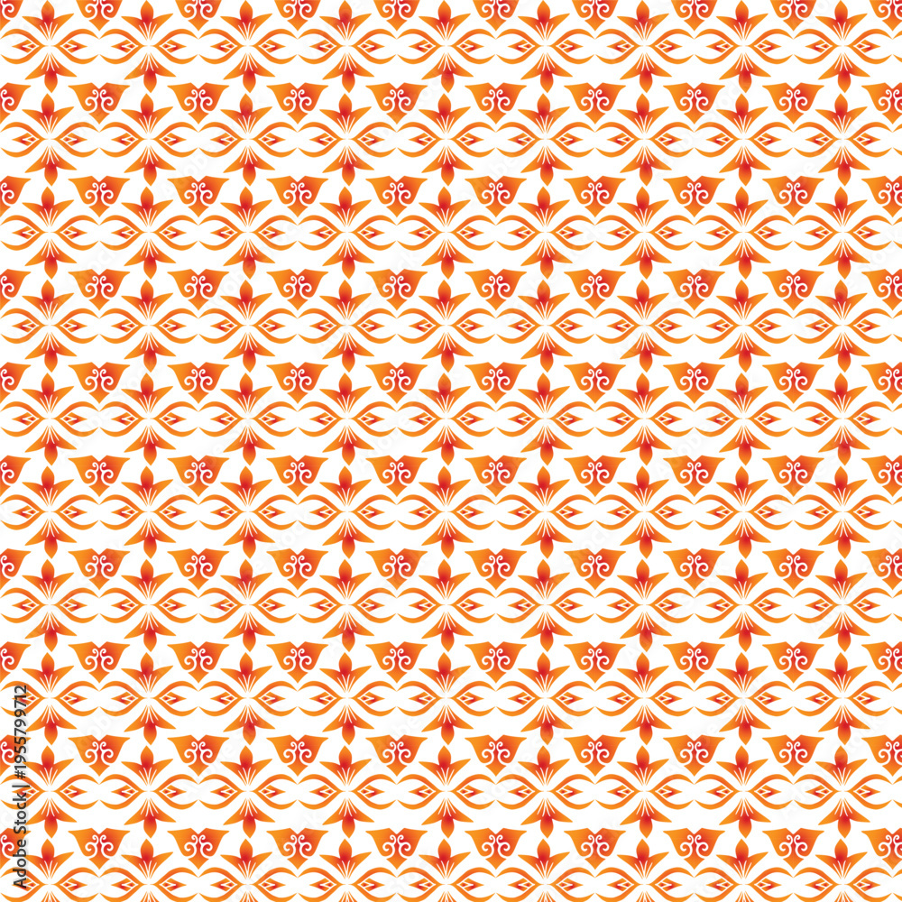 Fototapeta premium Seamless pattern with orange and white floral design elements