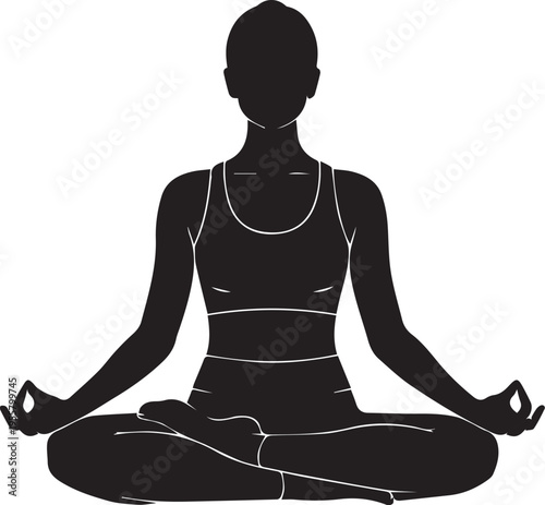 Silhouette of a woman meditating in yoga pose