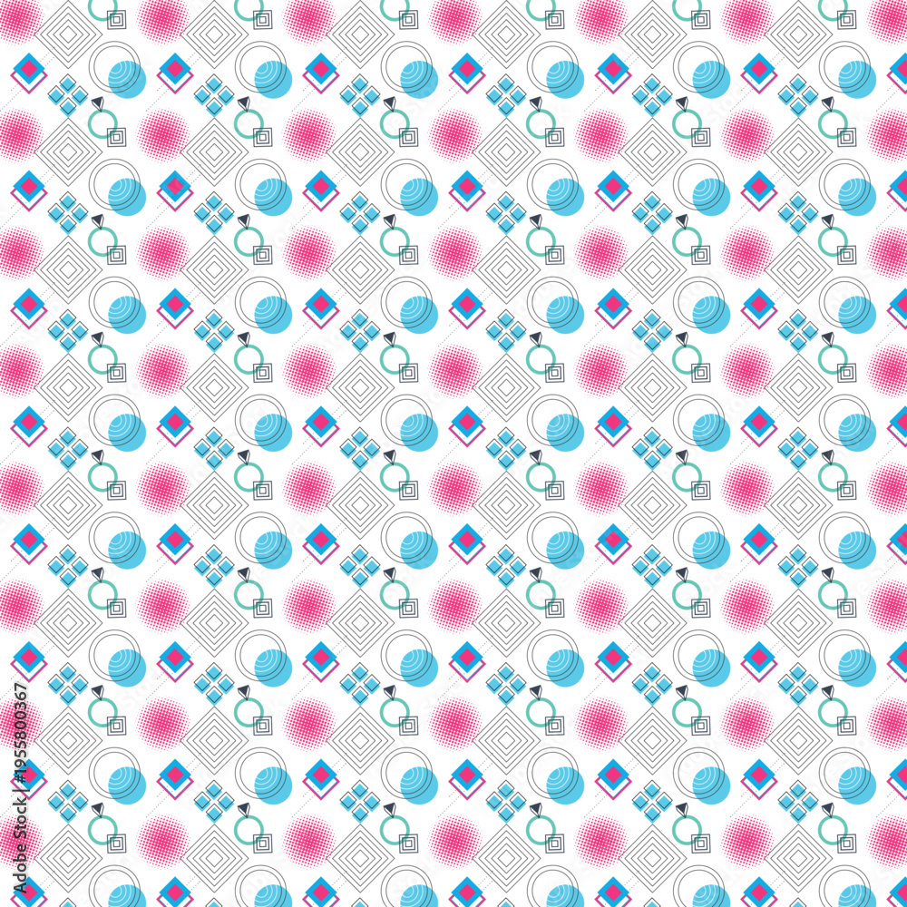 Obraz premium Geometric seamless pattern with abstract shapes and pastel colors design