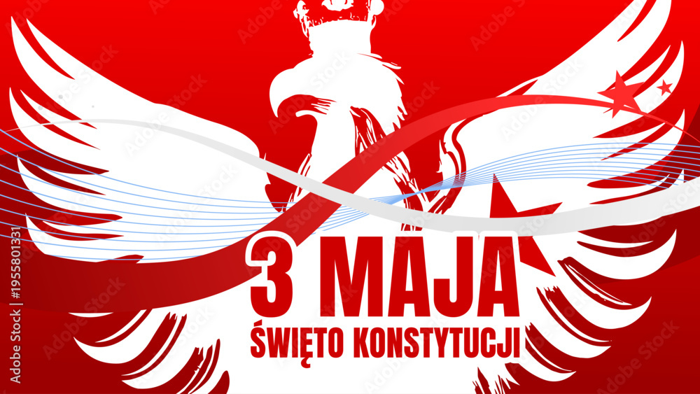 Fototapeta premium 3 Maja Święto Konstytucji baner - ilustracja wektorowa