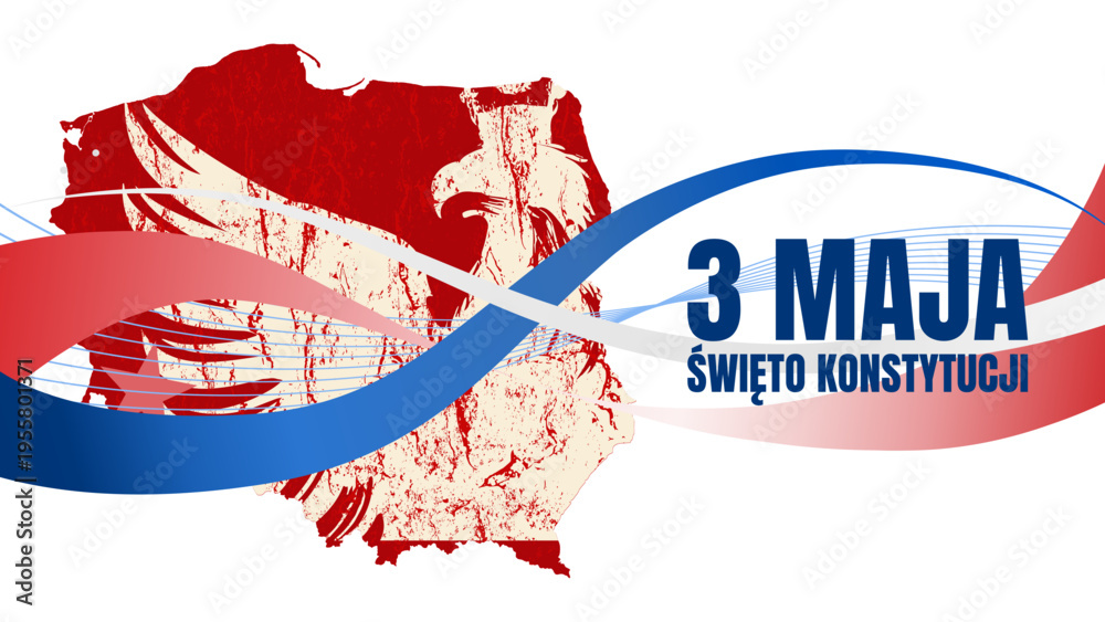 Fototapeta premium 3 Maja Święto Konstytucji baner - ilustracja wektorowa