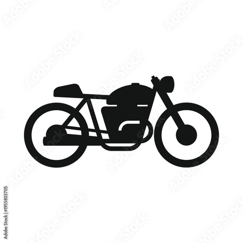 Black vintage motorcycle silhouette. Transport and extreme motorsport concept vector illustration.