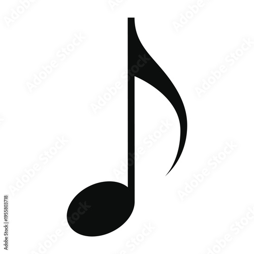 Black musical note silhouette. Sound audio and entertainment concept vector illustration.