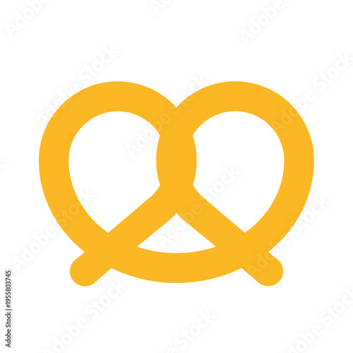 Yellow baked pretzel snack. Traditional german bakery food concept vector illustration.