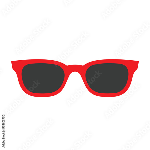 Red sunglasses frame with dark lenses. Summer fashion and holiday concept vector illustration.