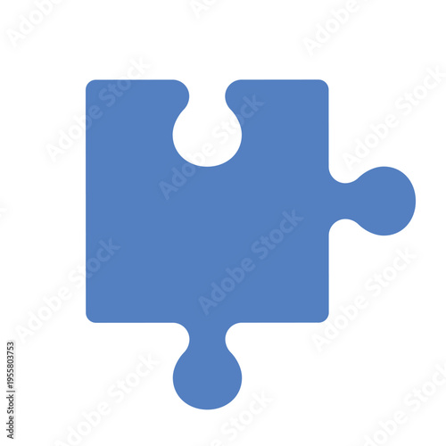 Blue jigsaw puzzle piece icon. Teamwork and problem solving concept vector illustration.