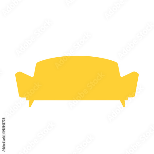 Yellow modern sofa silhouette. Home interior and furniture concept vector illustration.